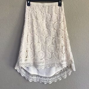 Willi Smith Crochet High Low Midi Skirt